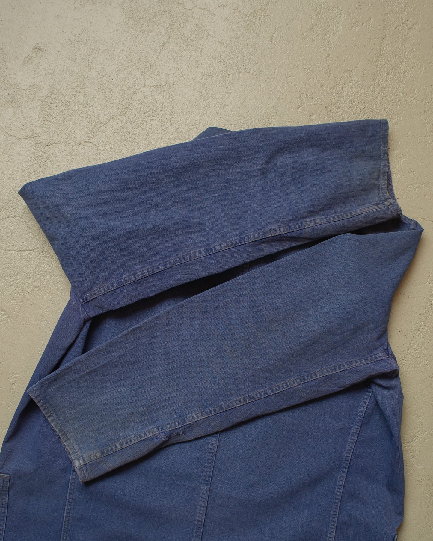 1960s/70s German Faded Herringbone Twill Work Jacket blue - L