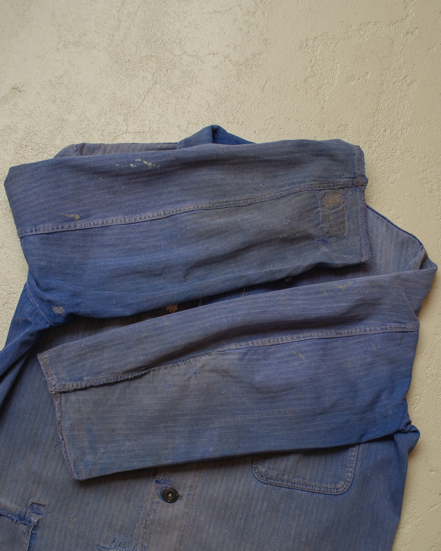 1960s/70s German Faded Herringbone Twill Work Jacket blue - L/XL