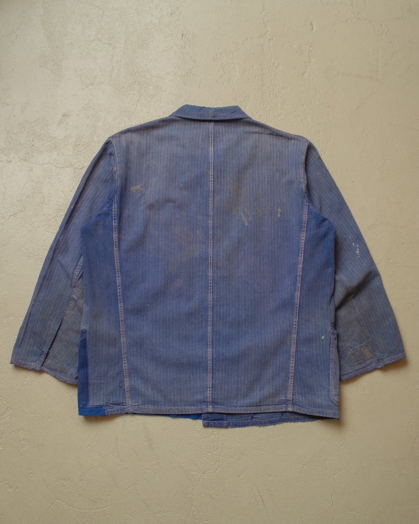 1960s/70s German Faded Herringbone Twill Work Jacket blue - L/XL