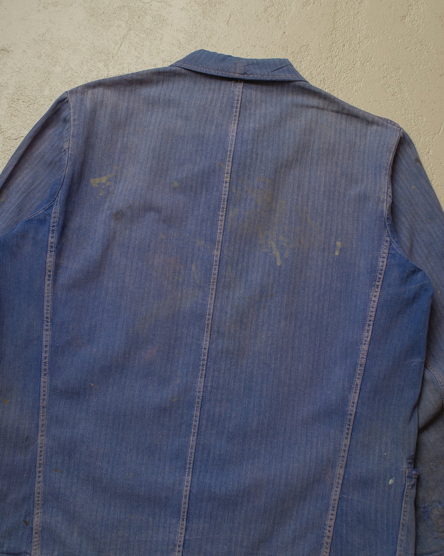 1960s/70s German Faded Herringbone Twill Work Jacket blue - L/XL