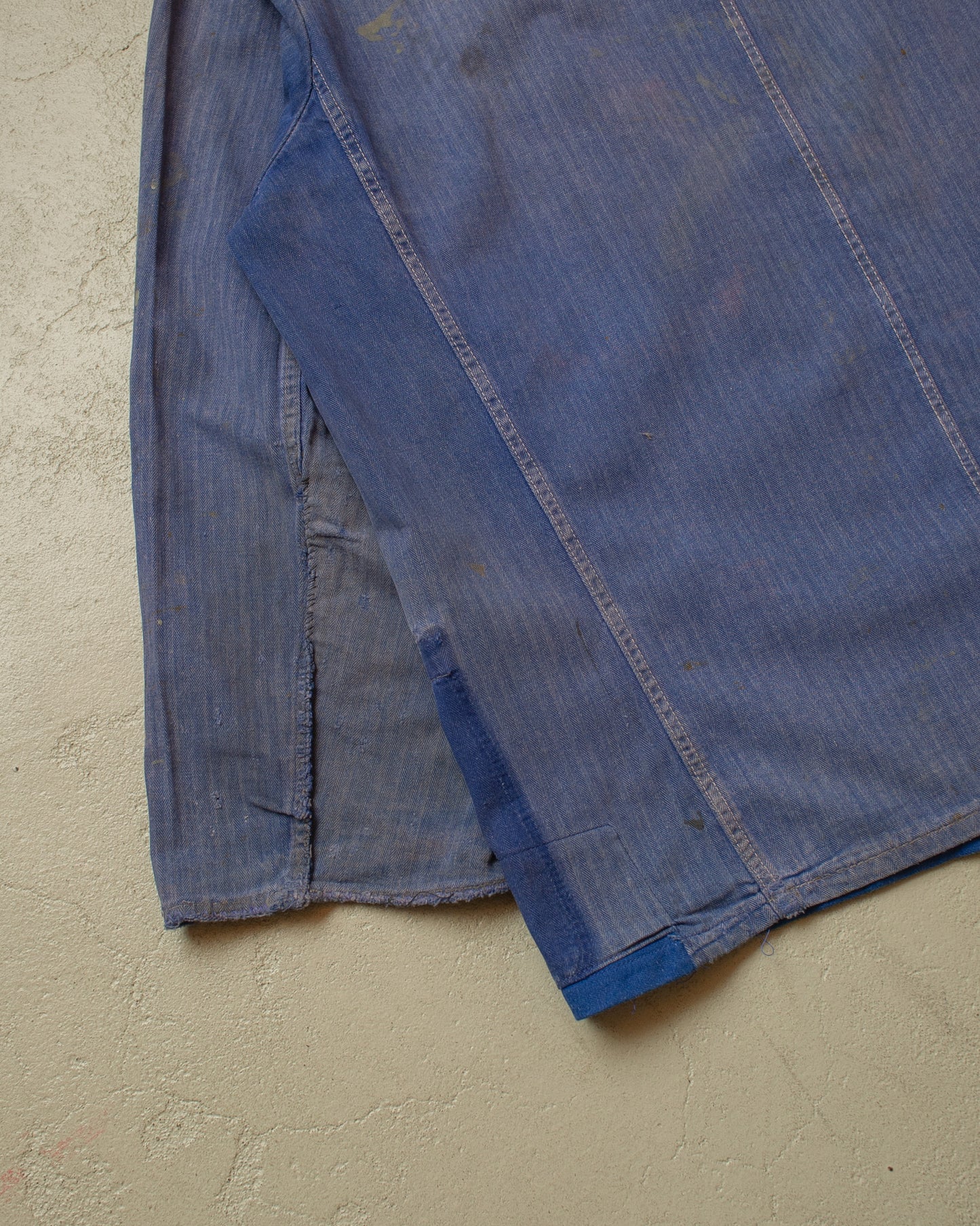 1960s/70s German Faded Herringbone Twill Work Jacket blue - L/XL