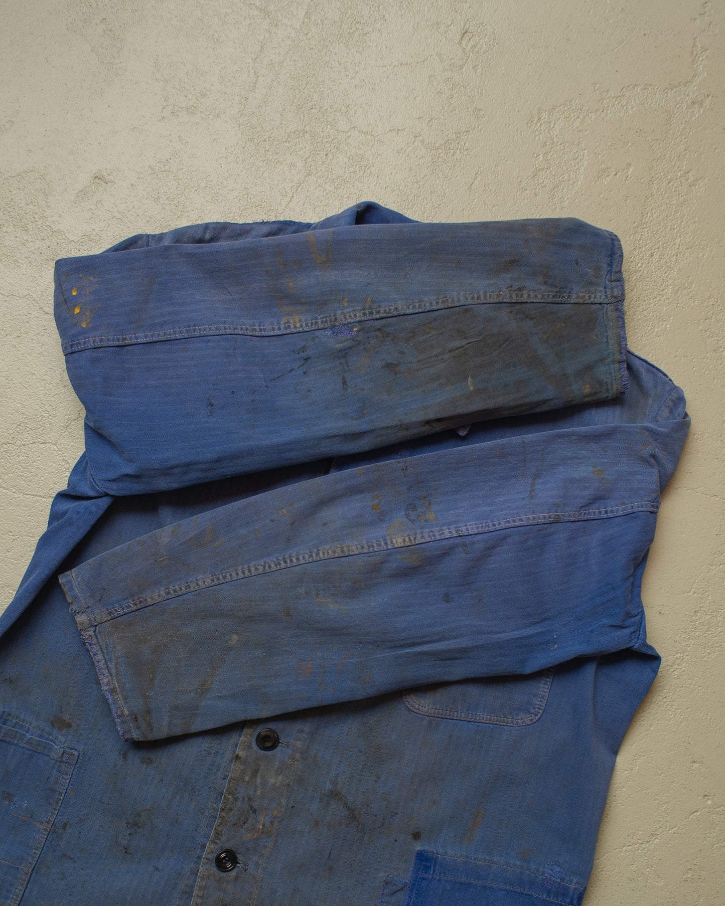 1960s/70s German Faded Herringbone Twill Work Jacket blue - L