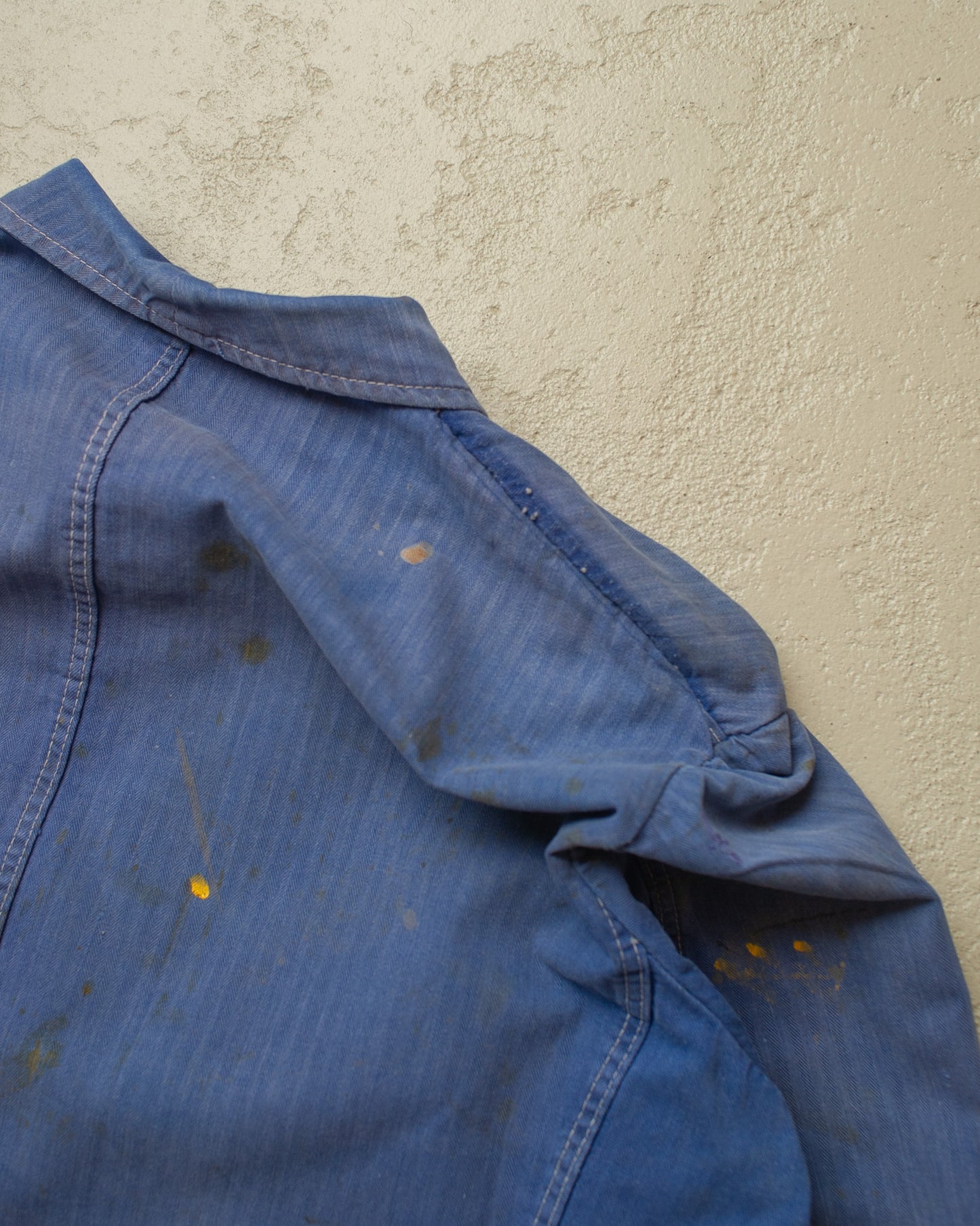 1960s/70s German Faded Herringbone Twill Work Jacket blue - L