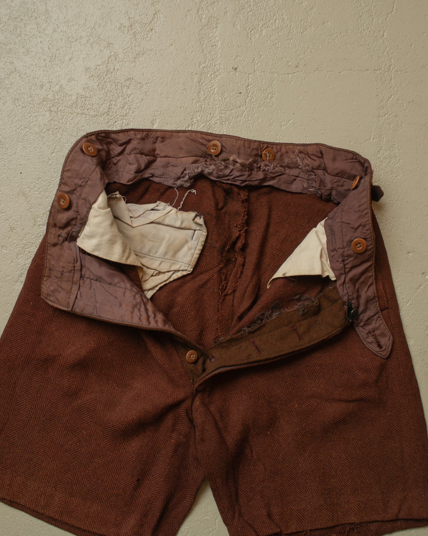1930s German Wool Suit Shorts brown - W26,5