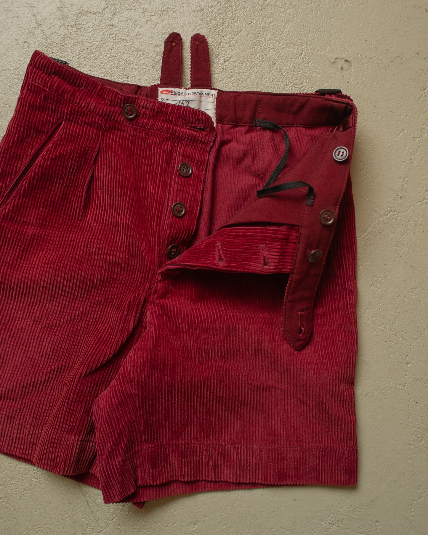 1930s/40s Reproduction Corduroy Shorts burgundy - W26,5