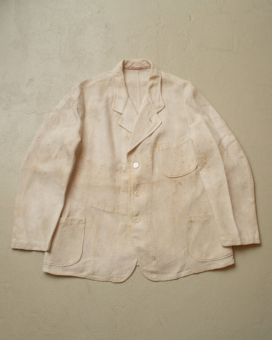 1920s German Peek & Cloppenburg Linen? Suit Jacket white - L
