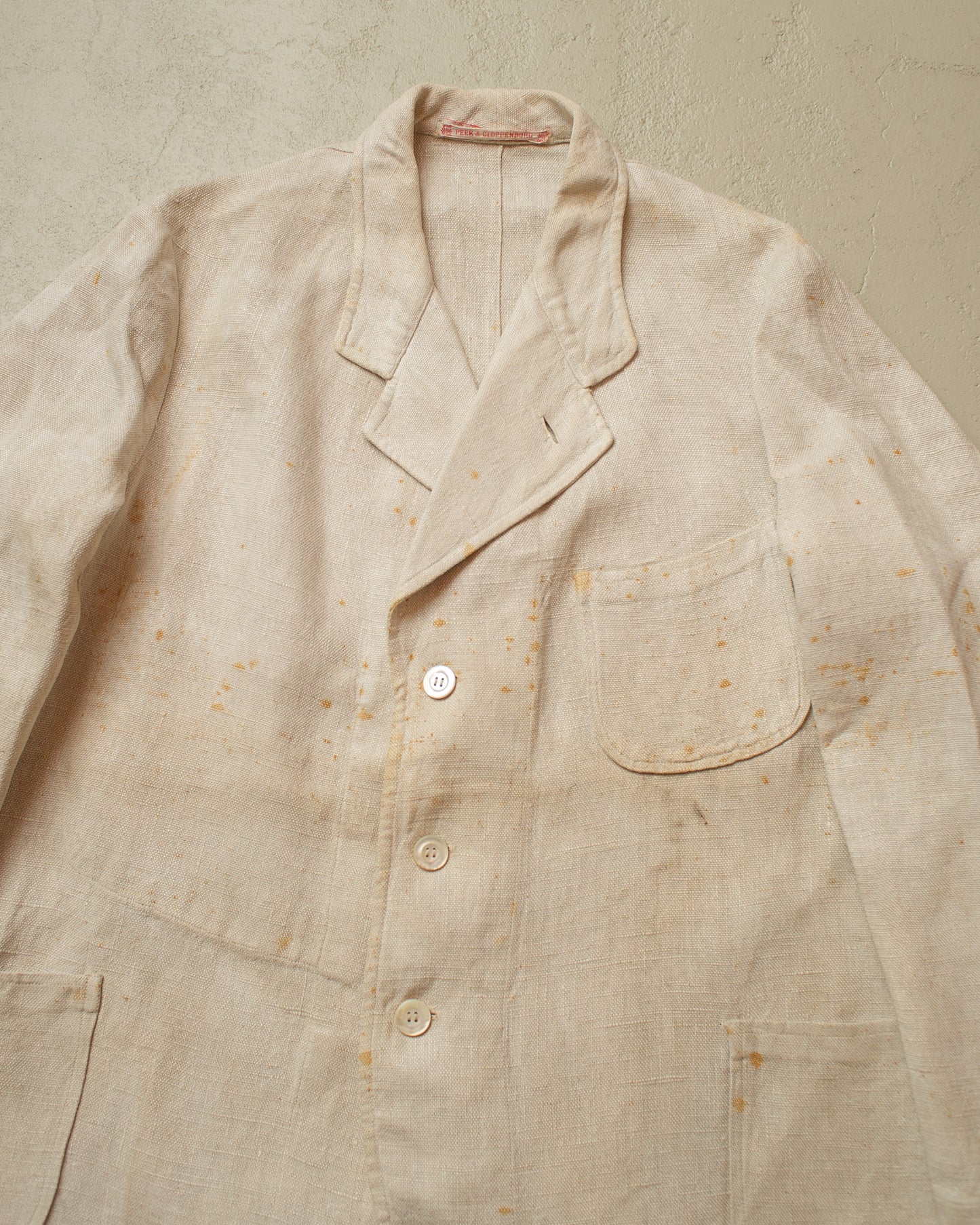1920s German Peek & Cloppenburg Linen? Suit Jacket white - L