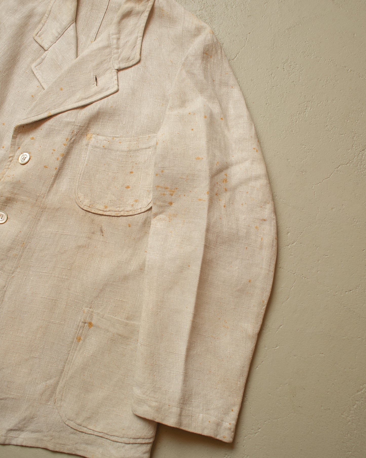 1920s German Peek & Cloppenburg Linen? Suit Jacket white - L