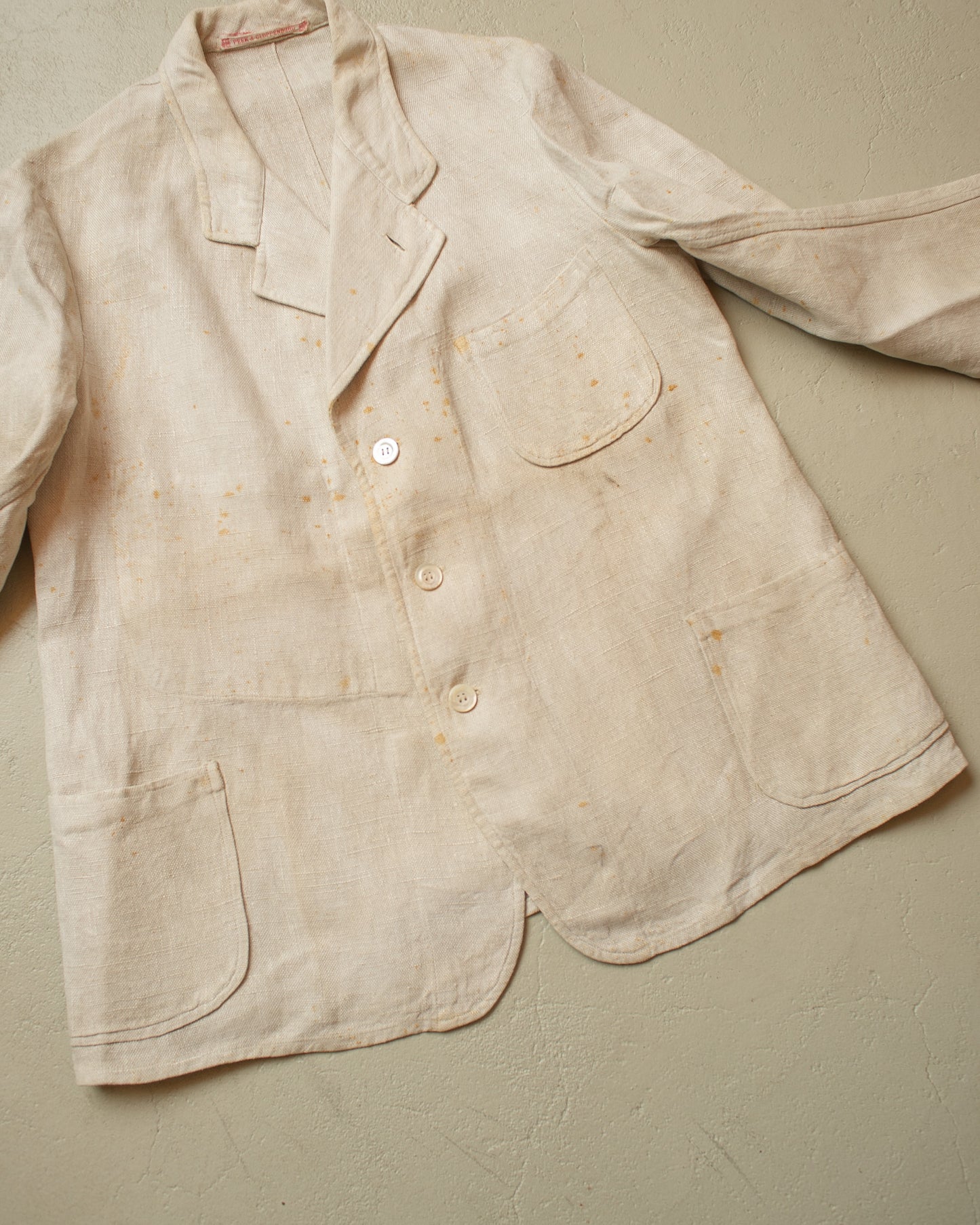 1920s German Peek & Cloppenburg Linen? Suit Jacket white - L