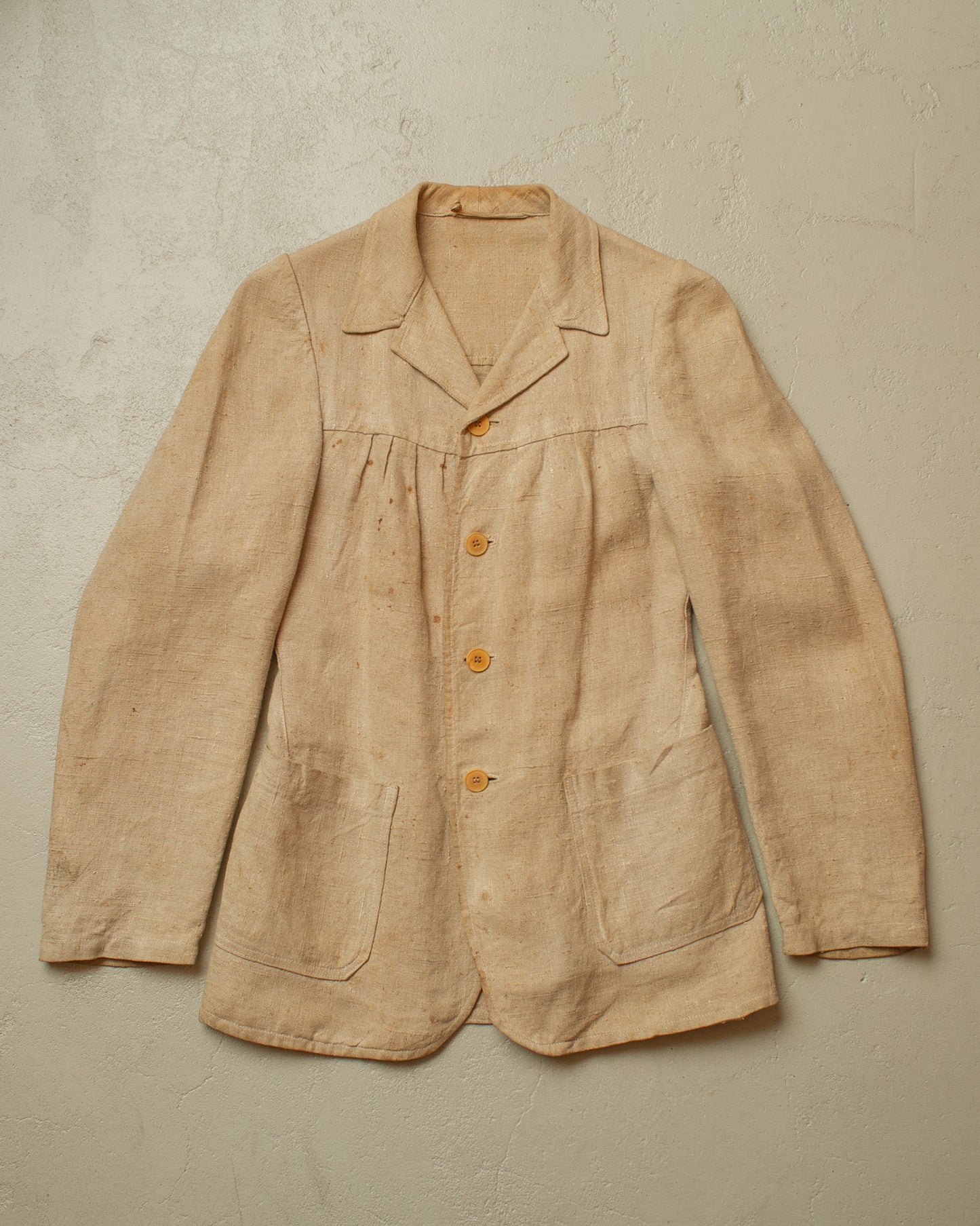 1920s German Womens Hemp Belted Sports Jacket beige - XS/S