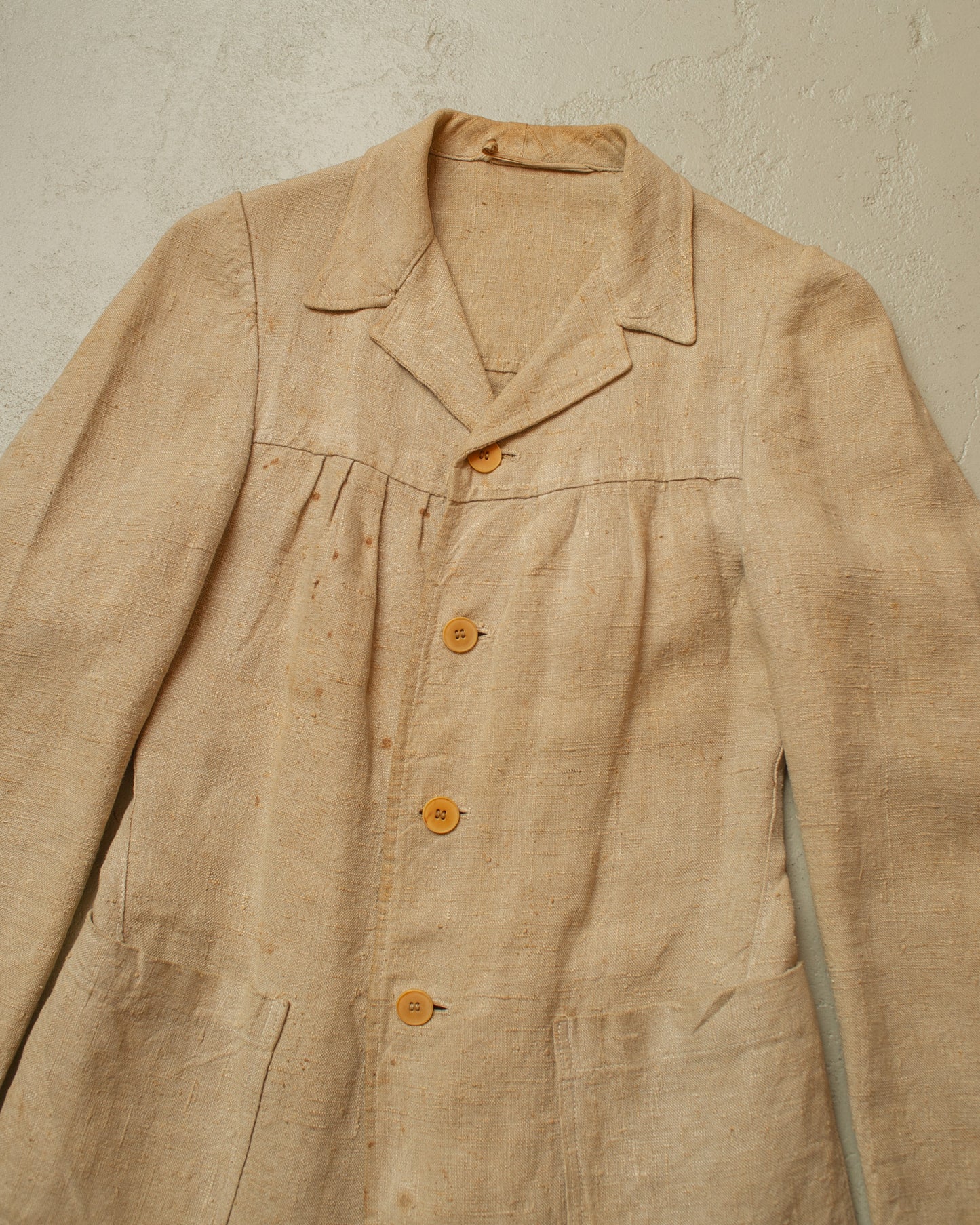 1920s German Womens Hemp Belted Sports Jacket beige - XS/S