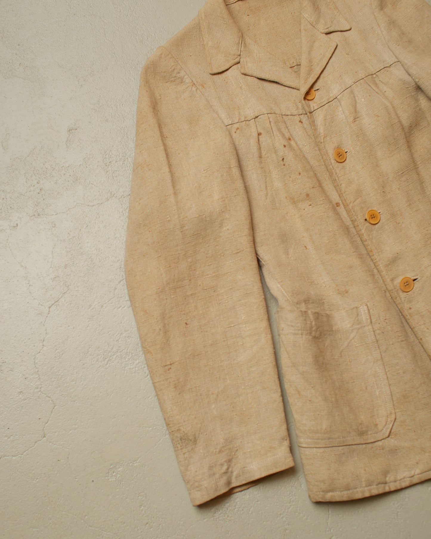 1920s German Womens Hemp Belted Sports Jacket beige - XS/S