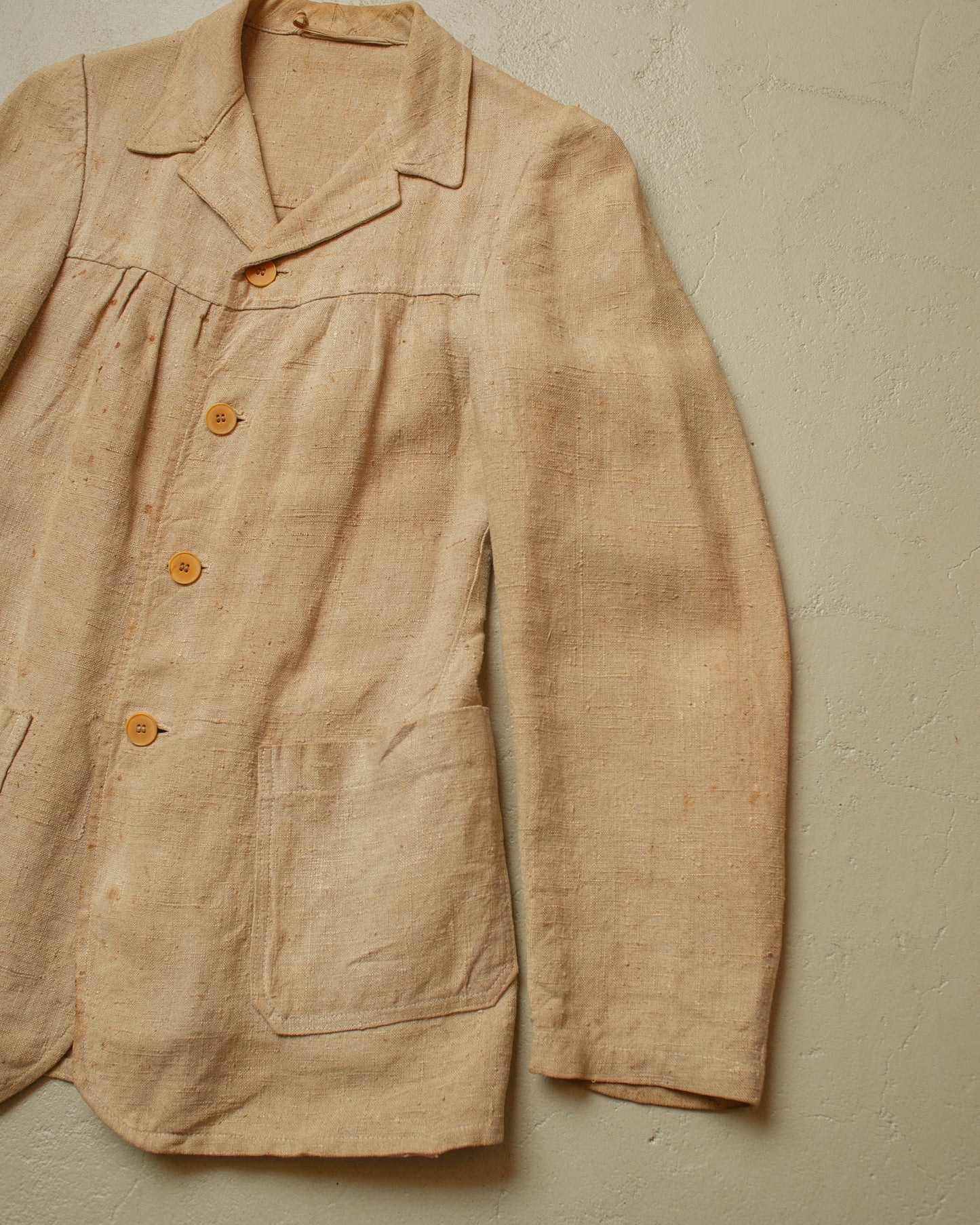 1920s German Womens Hemp Belted Sports Jacket beige - XS/S