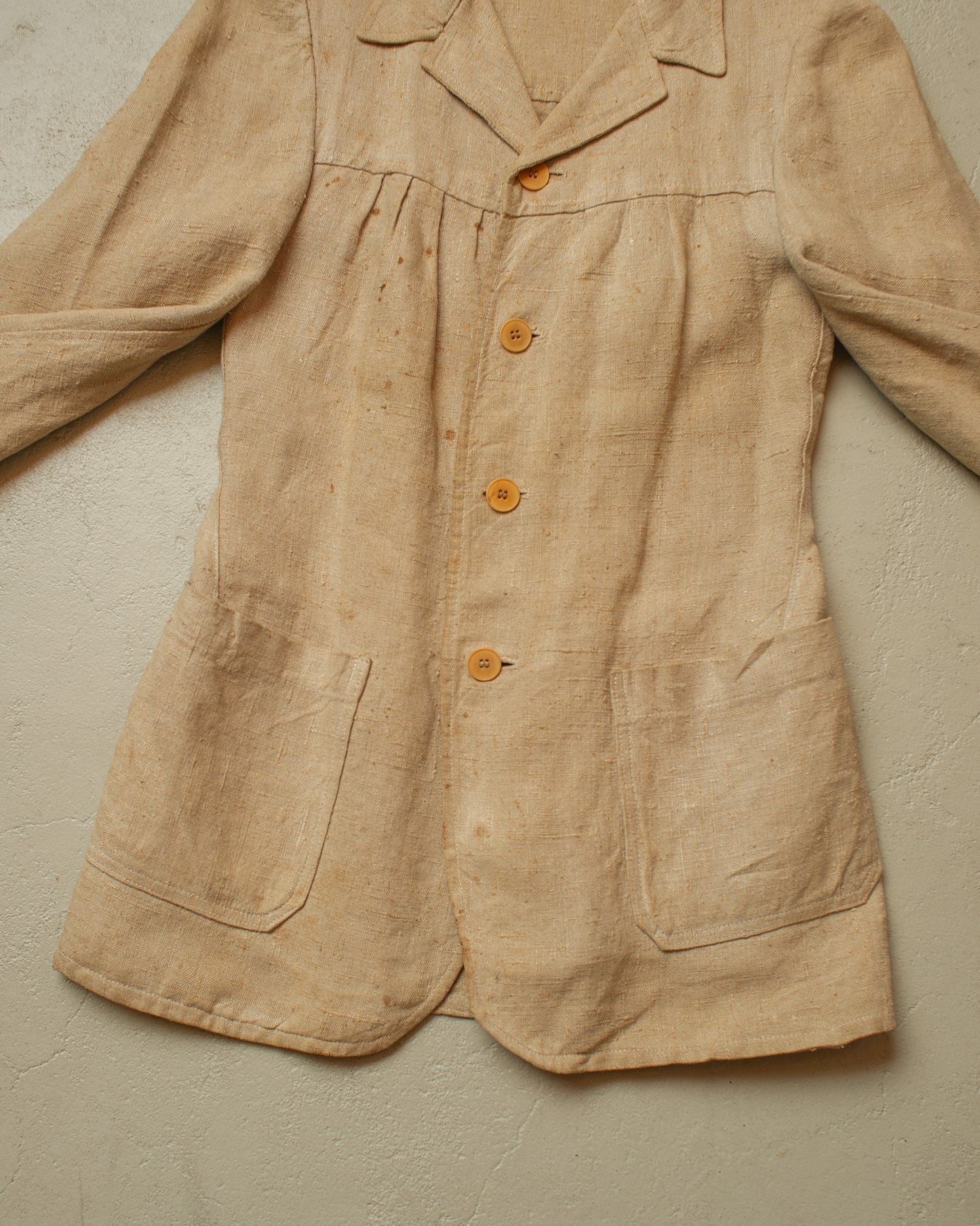 1920s German Womens Hemp Belted Sports Jacket beige - XS/S