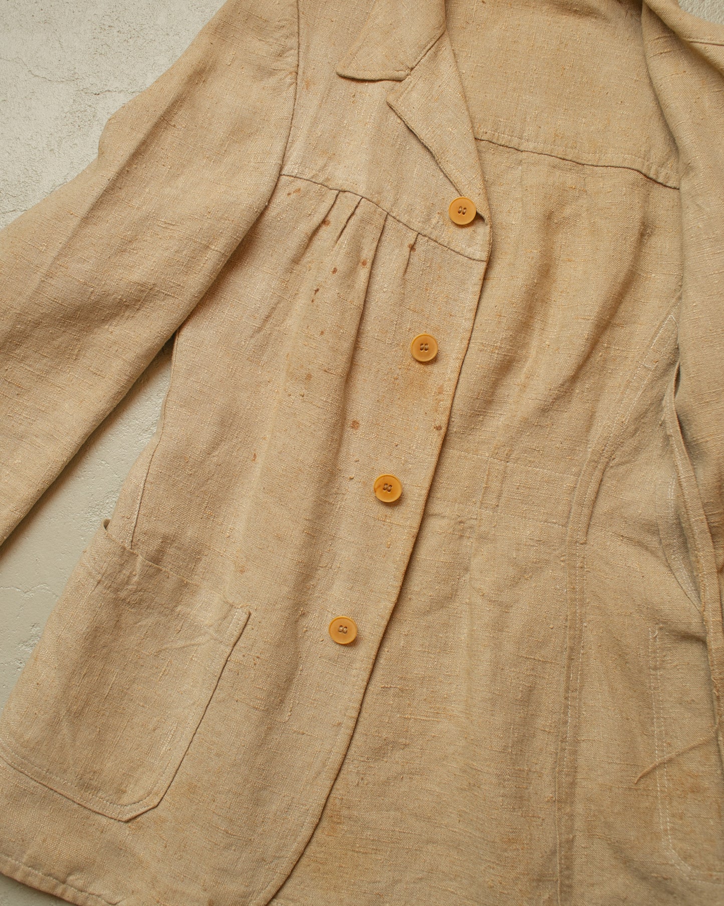 1920s German Womens Hemp Belted Sports Jacket beige - XS/S