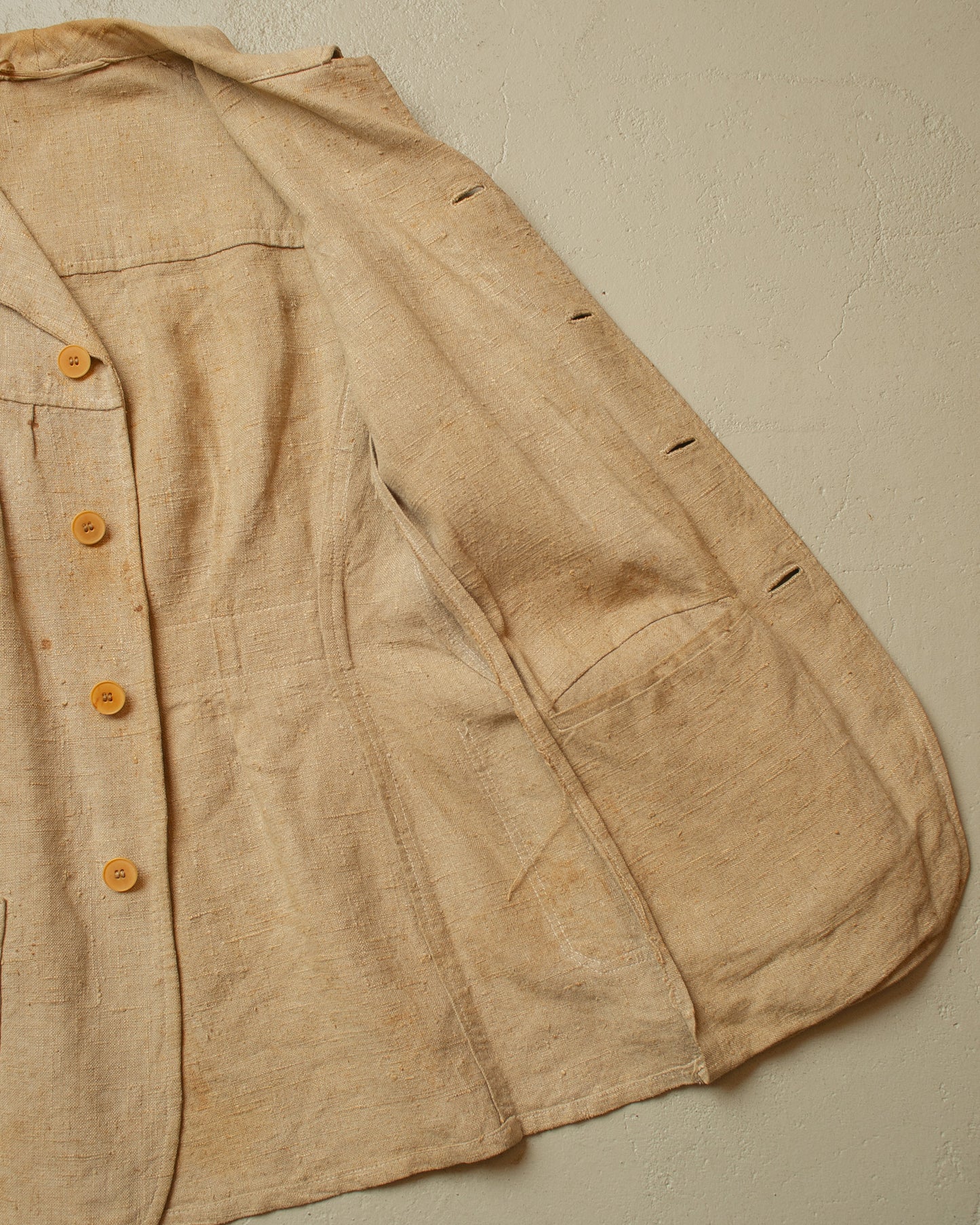 1920s German Womens Hemp Belted Sports Jacket beige - XS/S