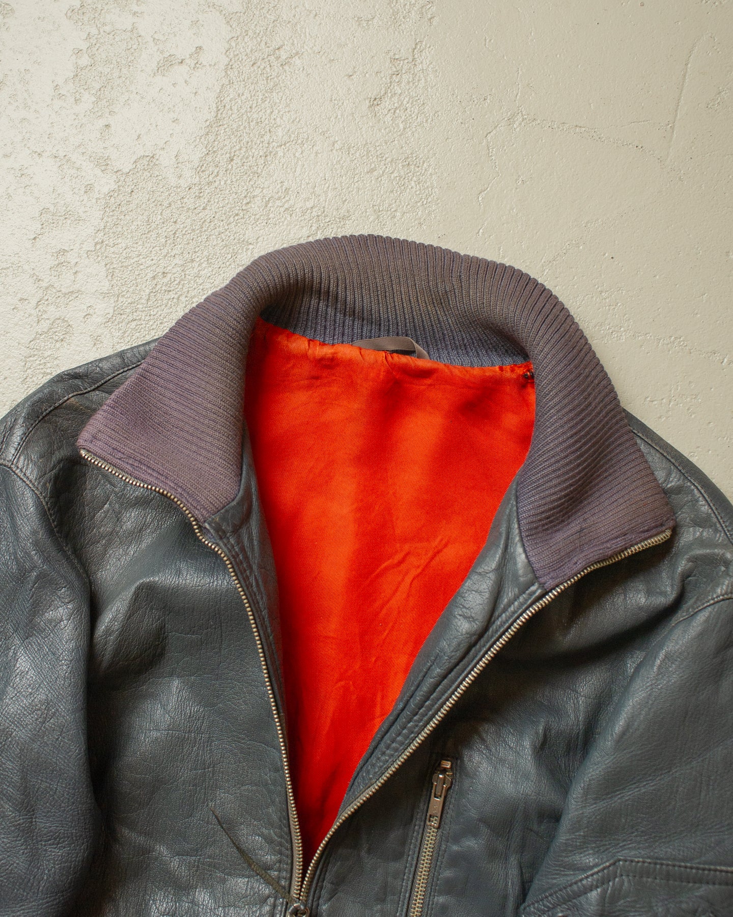 1980s German Army Leather Flight Jacket grey - M