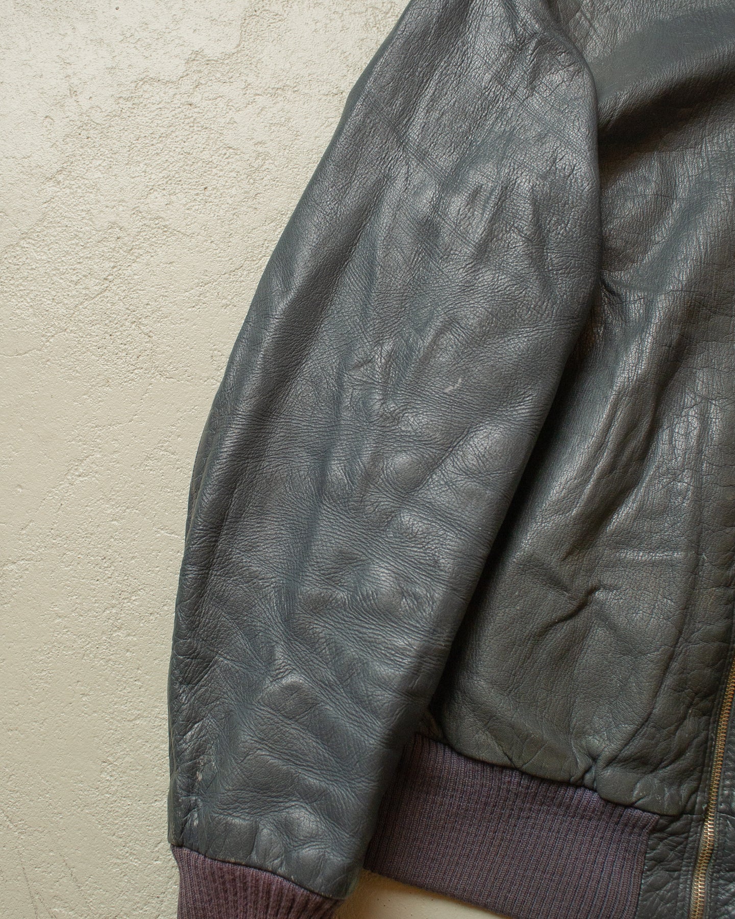 1980s German Army Leather Flight Jacket grey - M