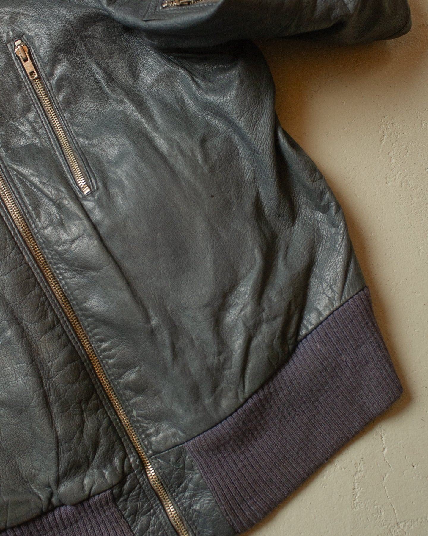 1980s German Army Leather Flight Jacket grey - M