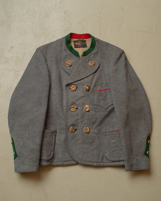 1930s German Traditional "Janker" Wool Double breasted Jacket grey - M