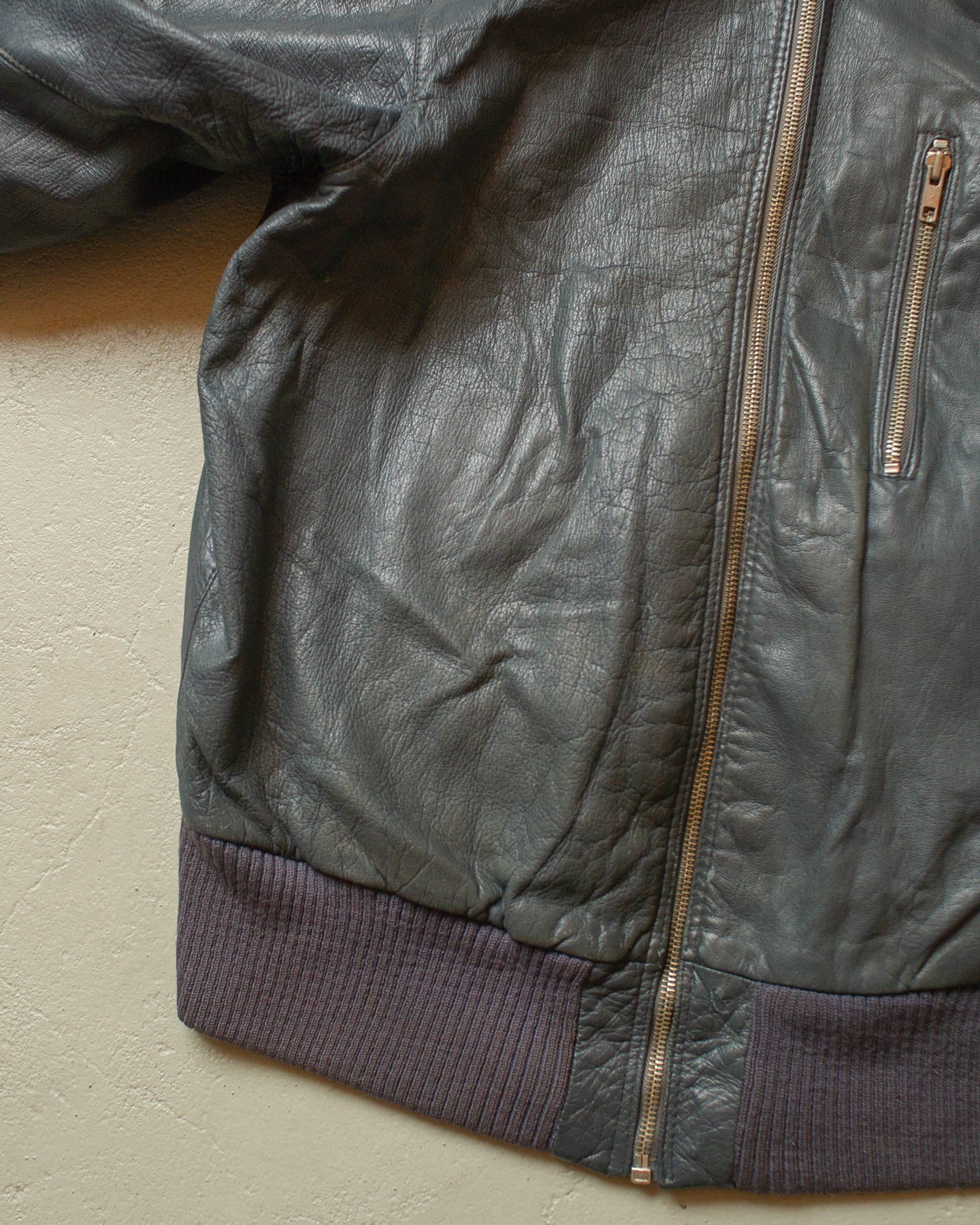 1980s German Army Leather Flight Jacket grey - M
