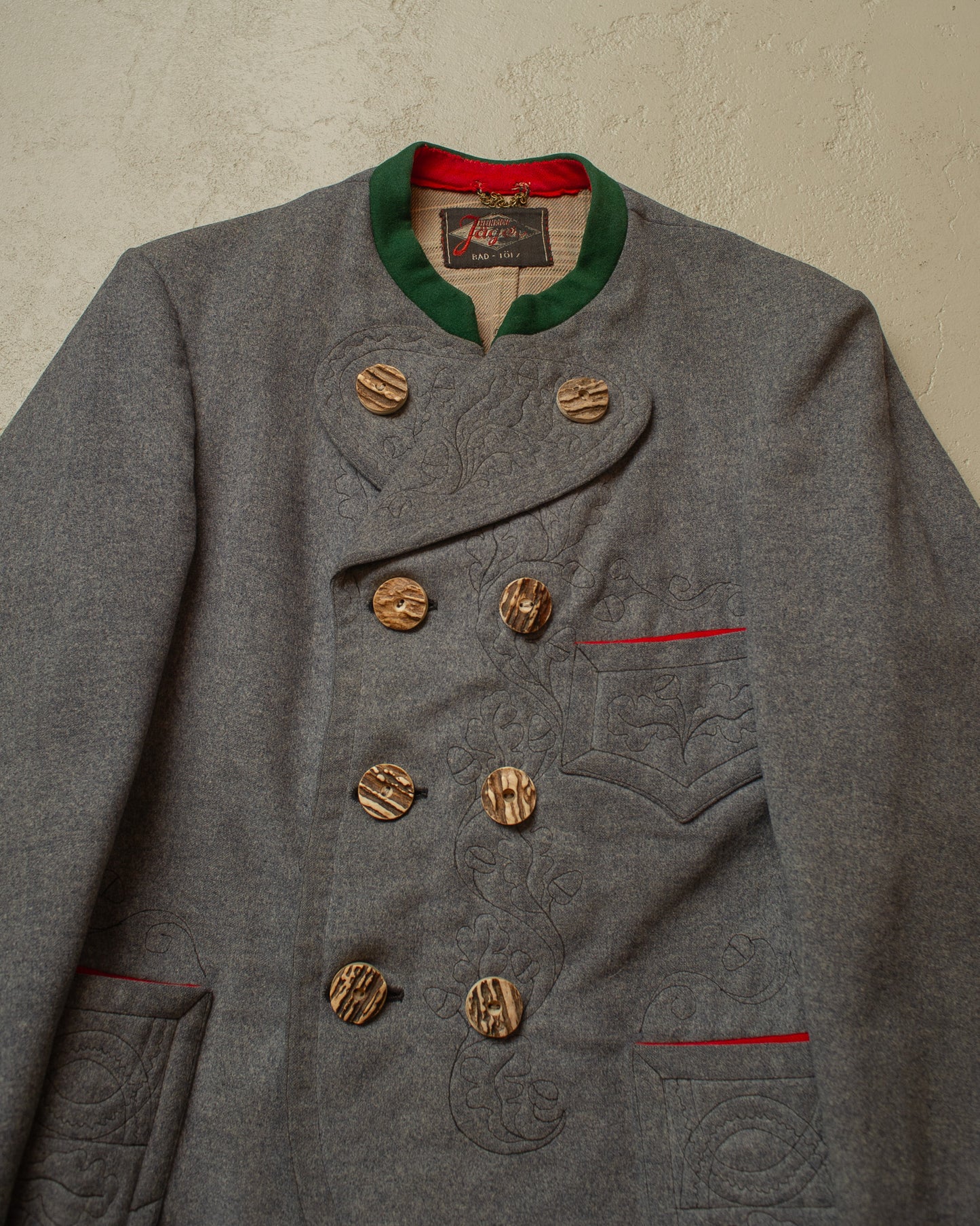 1930s German Traditional "Janker" Wool Double breasted Jacket grey - M