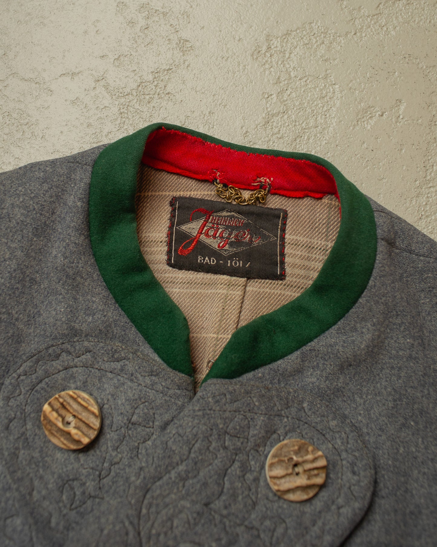 1930s German Traditional "Janker" Wool Double breasted Jacket grey - M