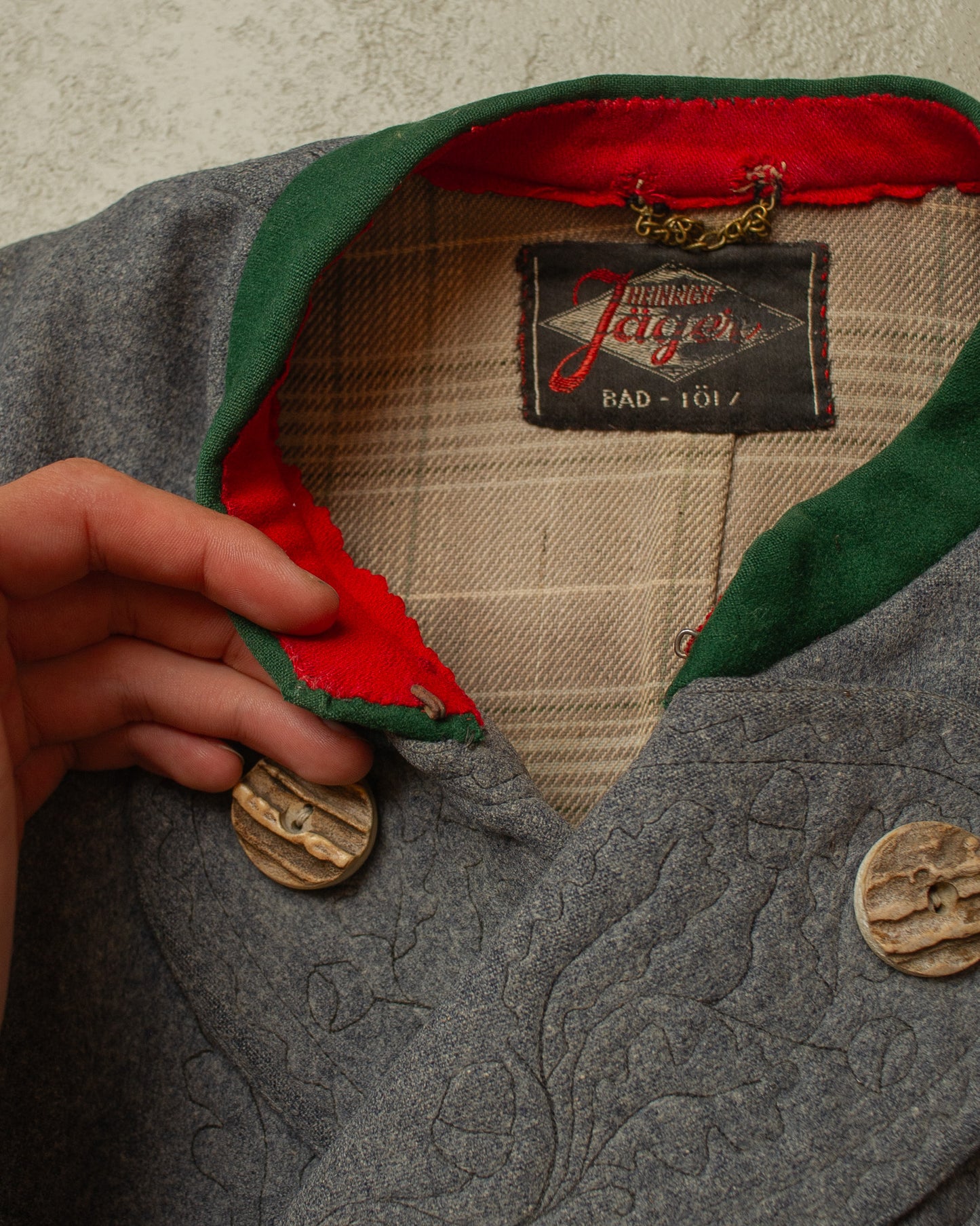 1930s German Traditional "Janker" Wool Double breasted Jacket grey - M