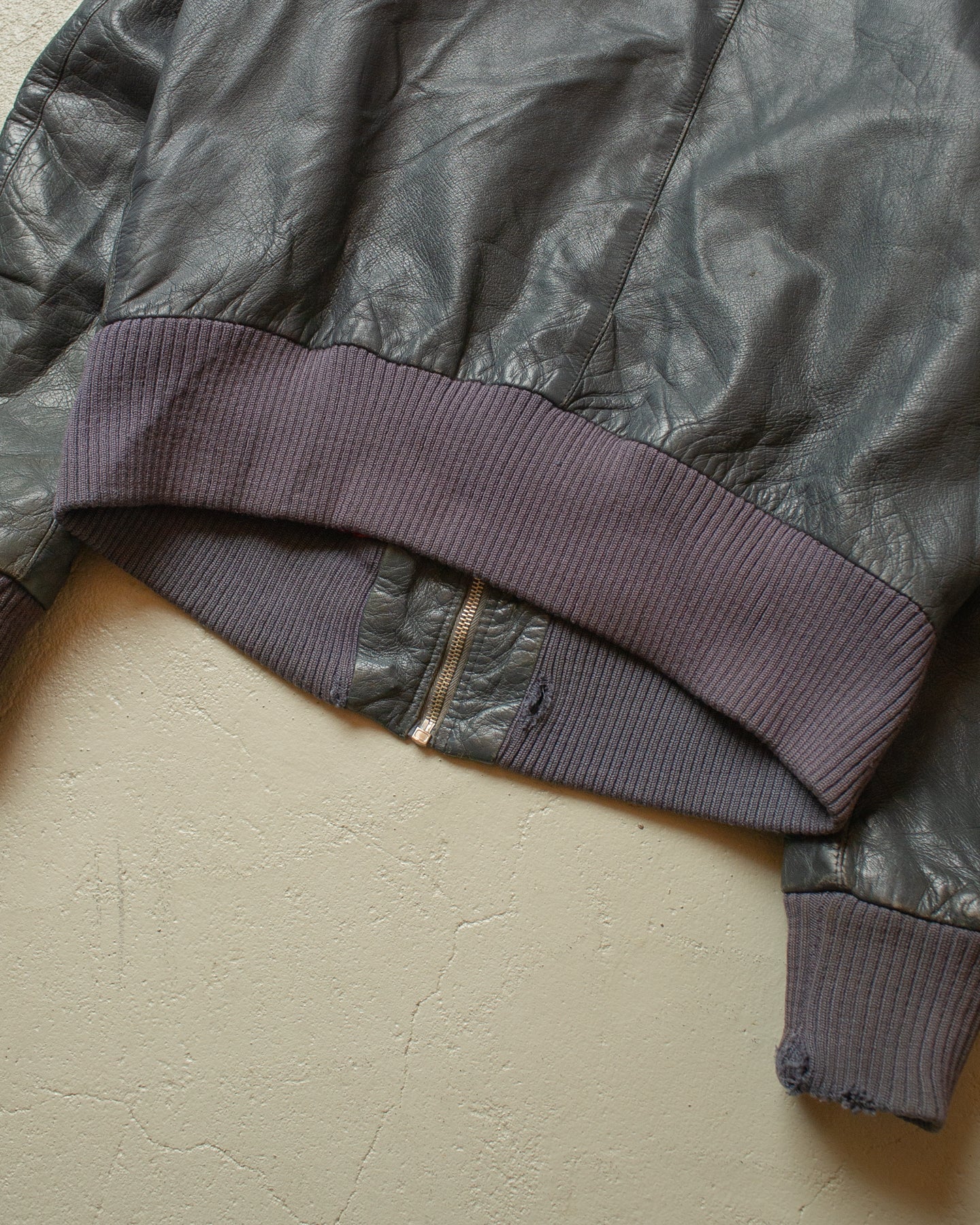 1980s German Army Leather Flight Jacket grey - M
