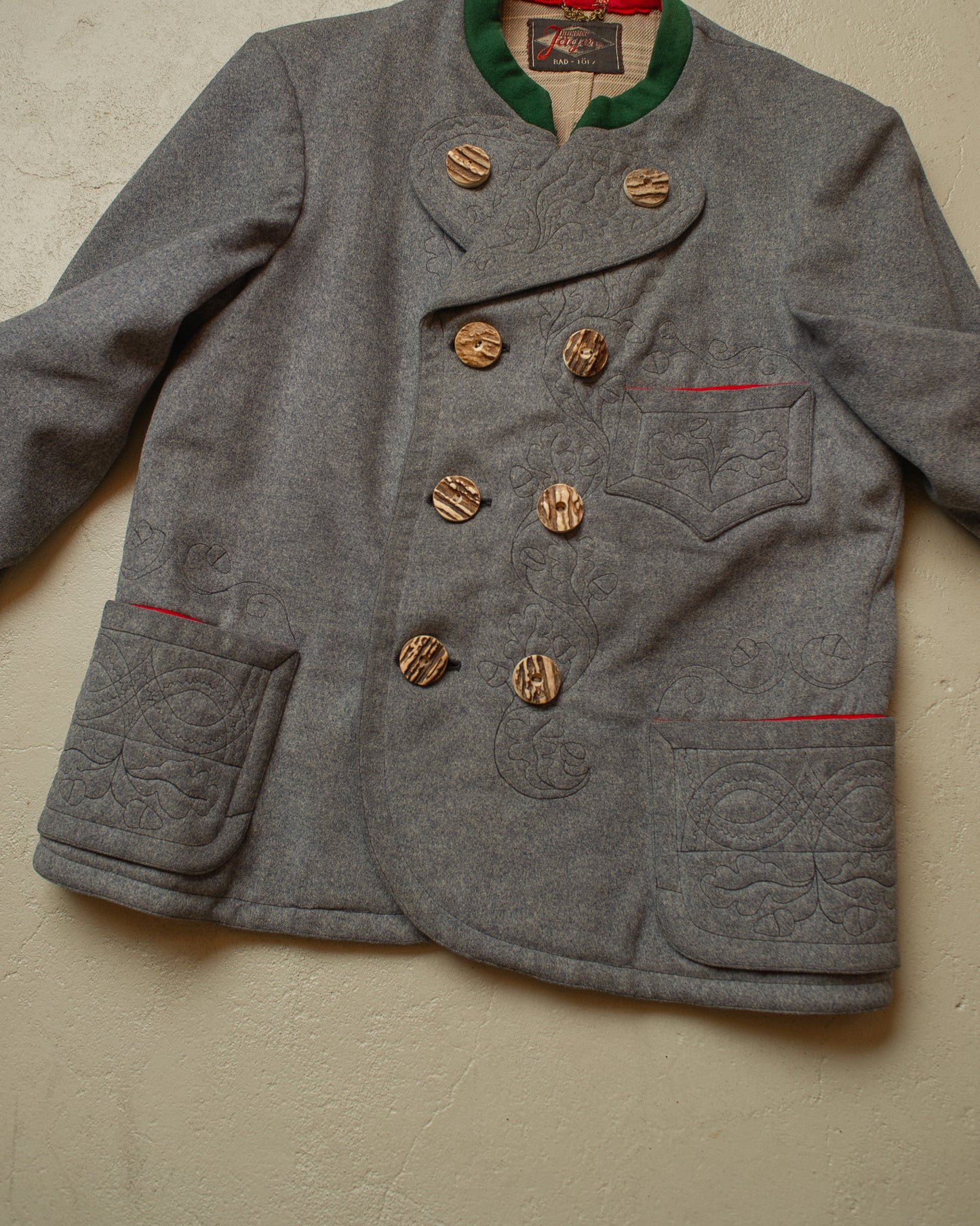 1930s German Traditional "Janker" Wool Double breasted Jacket grey - M
