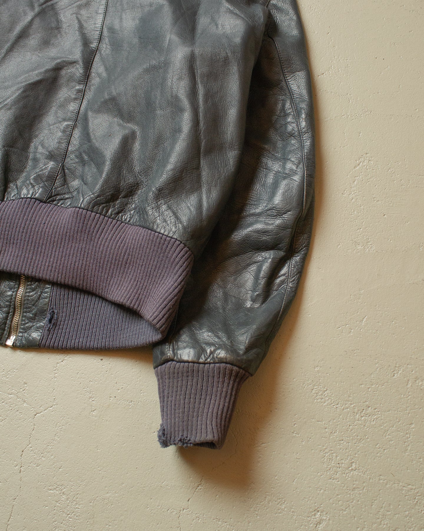 1980s German Army Leather Flight Jacket grey - M