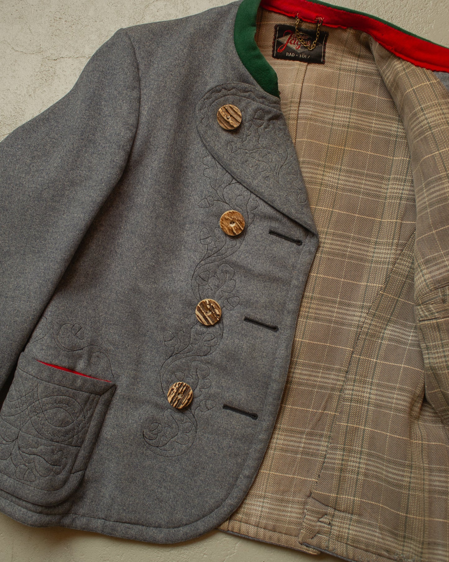 1930s German Traditional "Janker" Wool Double breasted Jacket grey - M