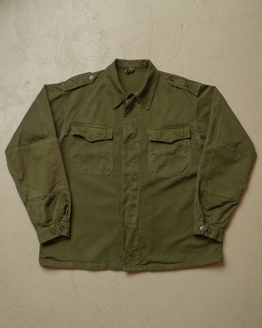 1960s German Bundeswehr Herringbone Shirt Jacket green - XL/XXL