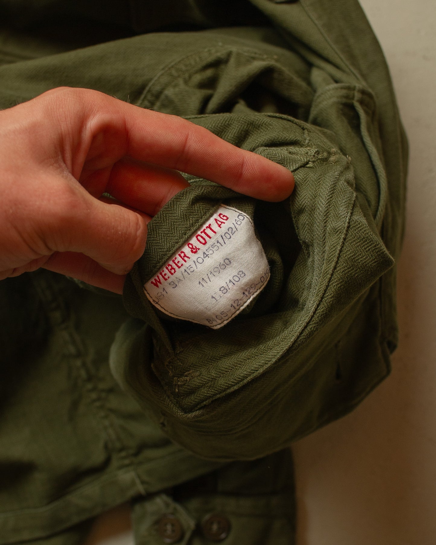 1960s German Bundeswehr Herringbone Shirt Jacket green - XL/XXL