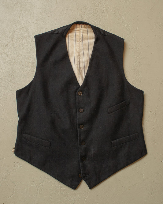 1930/40s German Wool Suit Vest black - L