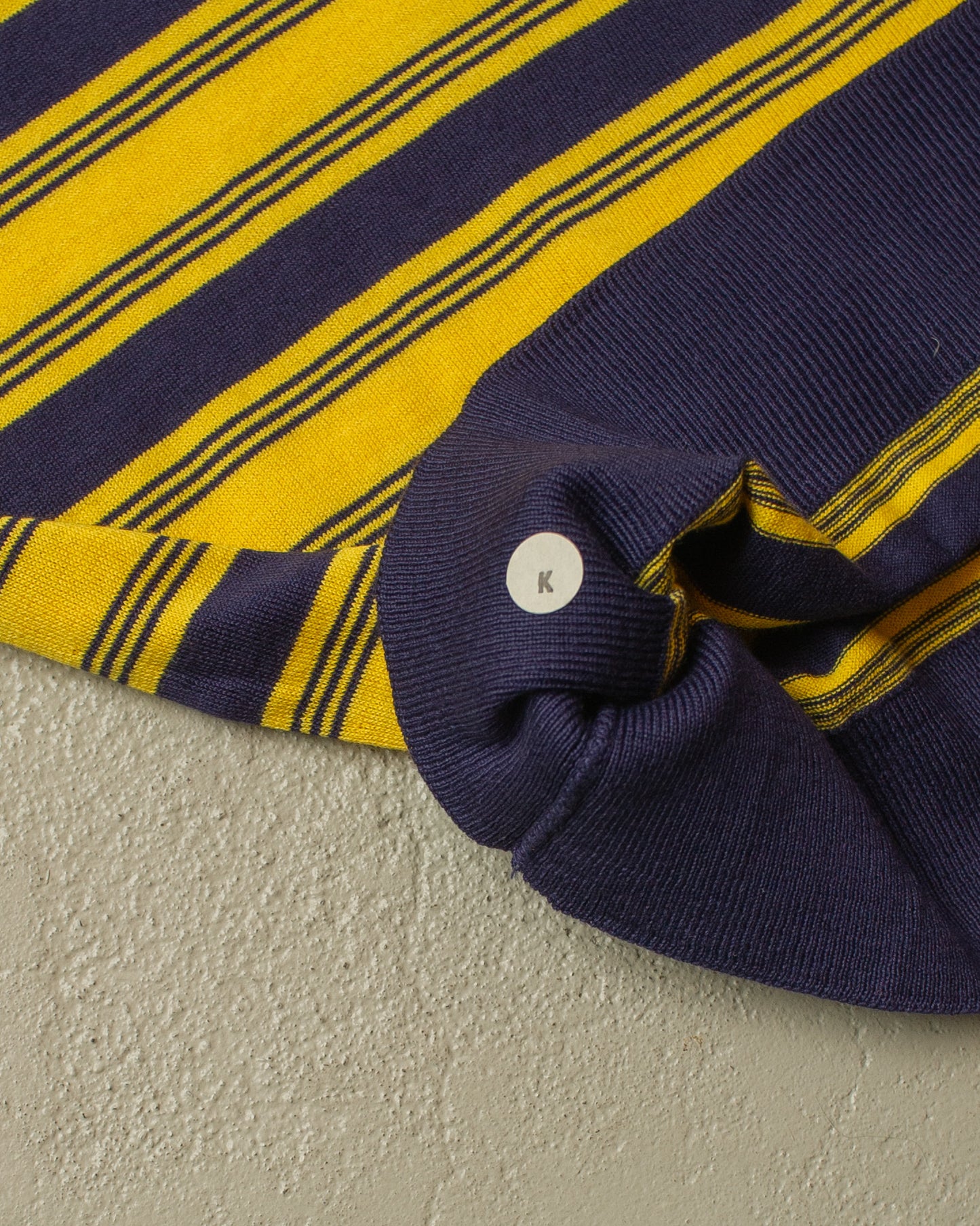 1970s/80s unworn Hornes striped Cotton Knit T-shirt blue/yellow - M