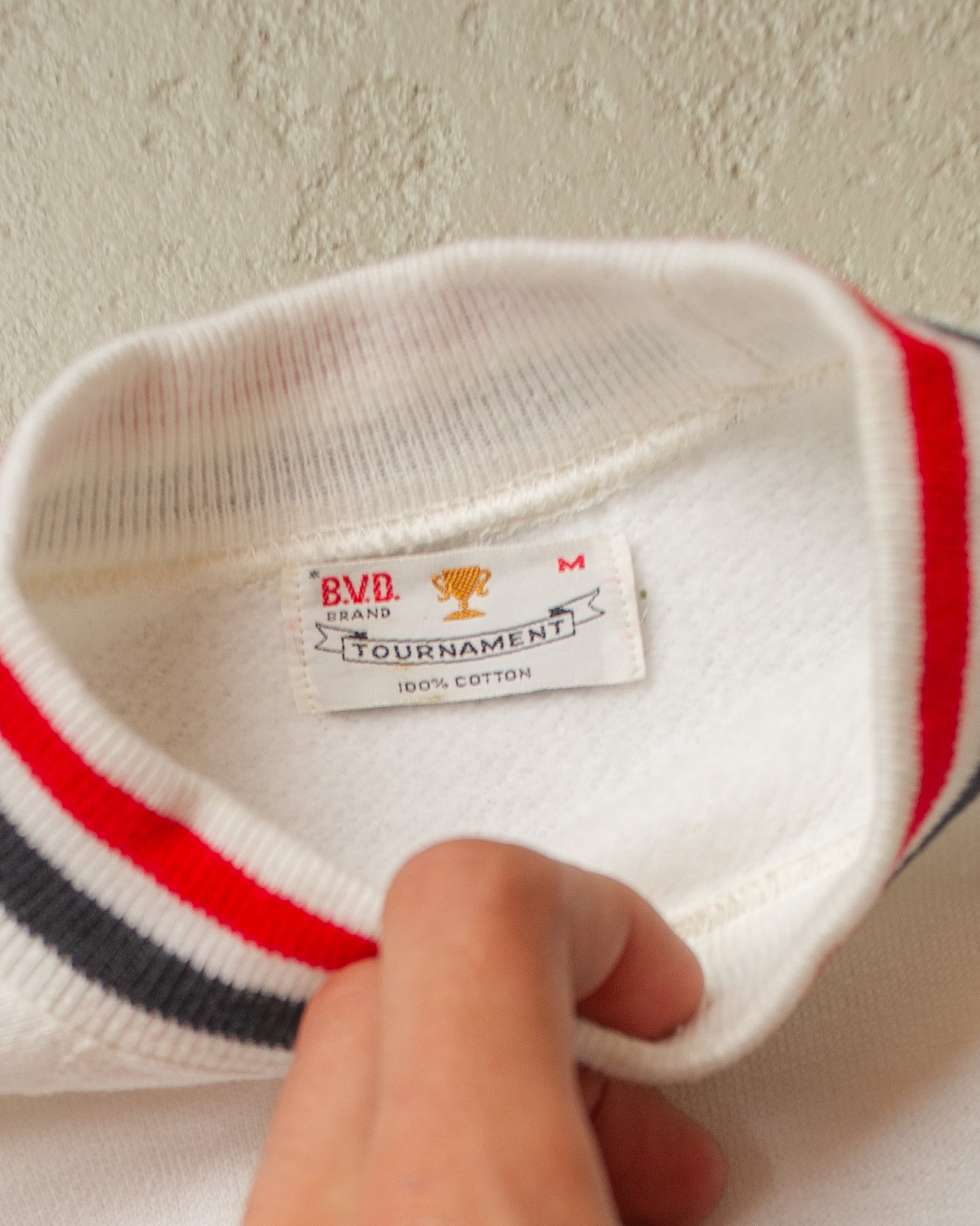 1950s/60s Deadstock B.V.D. Tournament Sweater Shirt white - M