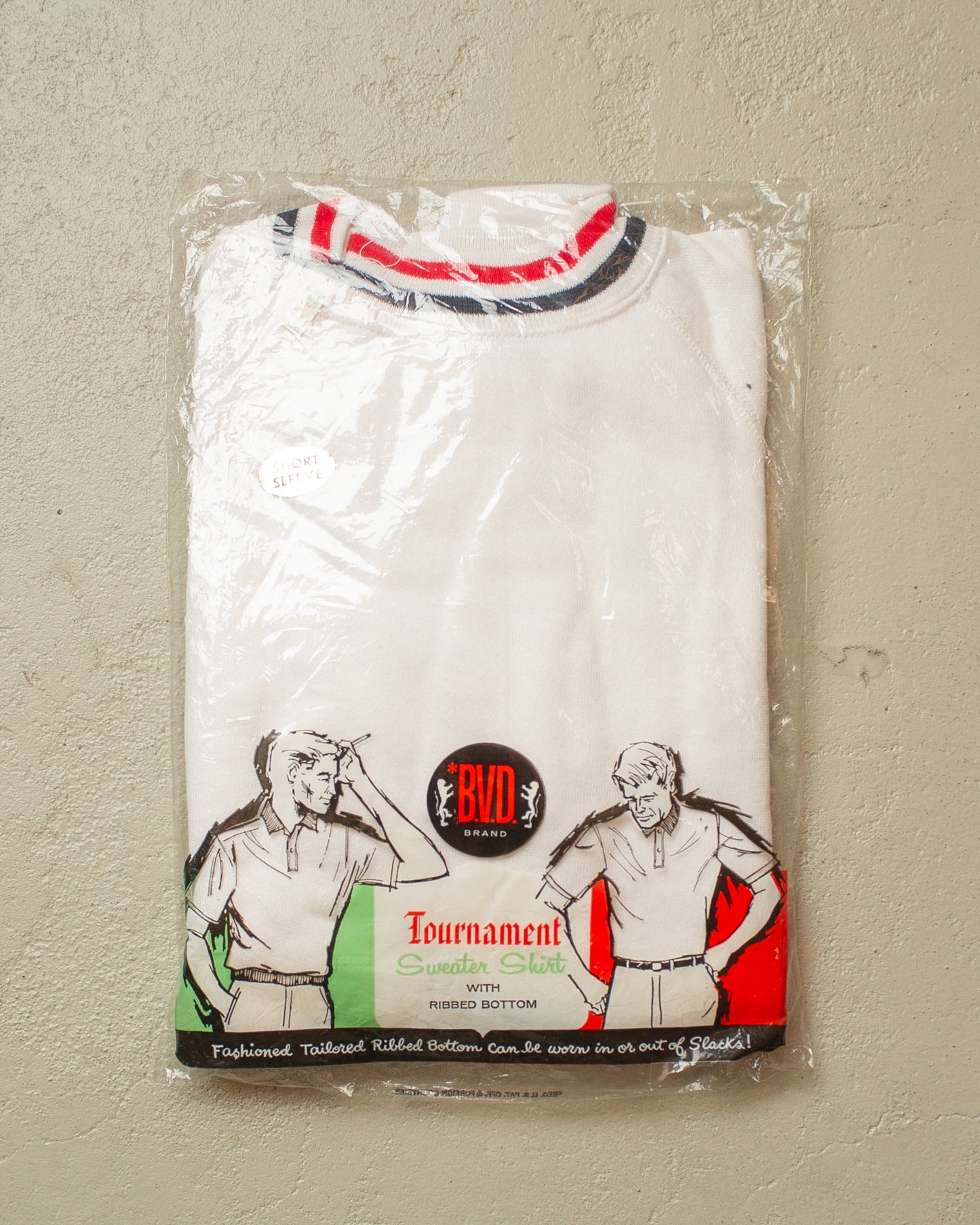 1950s/60s Deadstock B.V.D. Tournament Sweater Shirt white - M