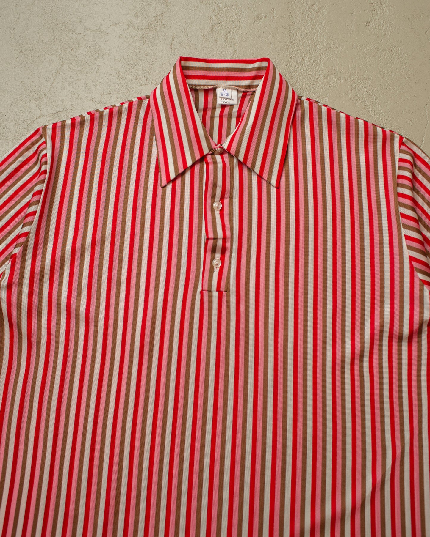 1970s striped Rayon Polo Shirt multi - M/L