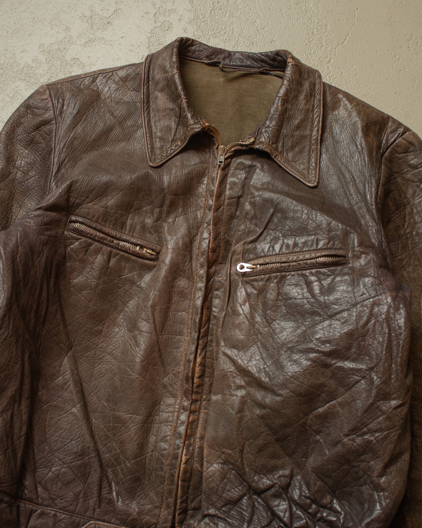 1940s German Leather Jacket brown - S