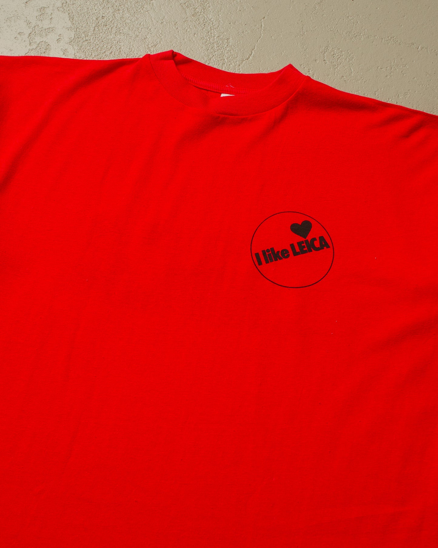 1980s Deadstock "I like Leica" T-shirt red - S & L