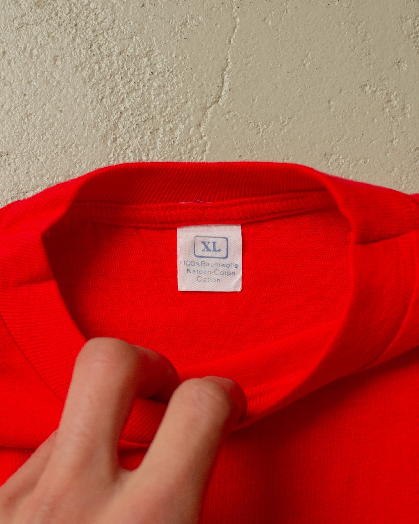 1980s Deadstock "I like Leica" T-shirt red - S & L