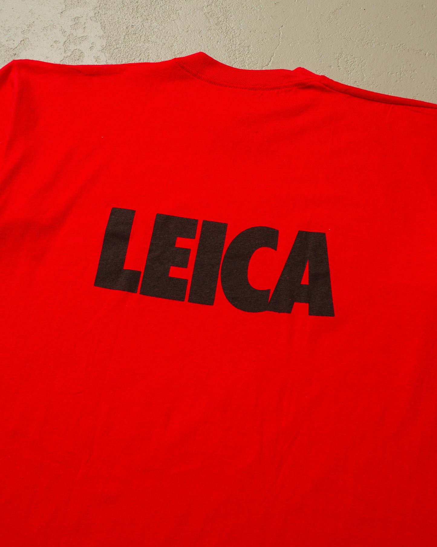 1980s Deadstock "I like Leica" T-shirt red - S & L