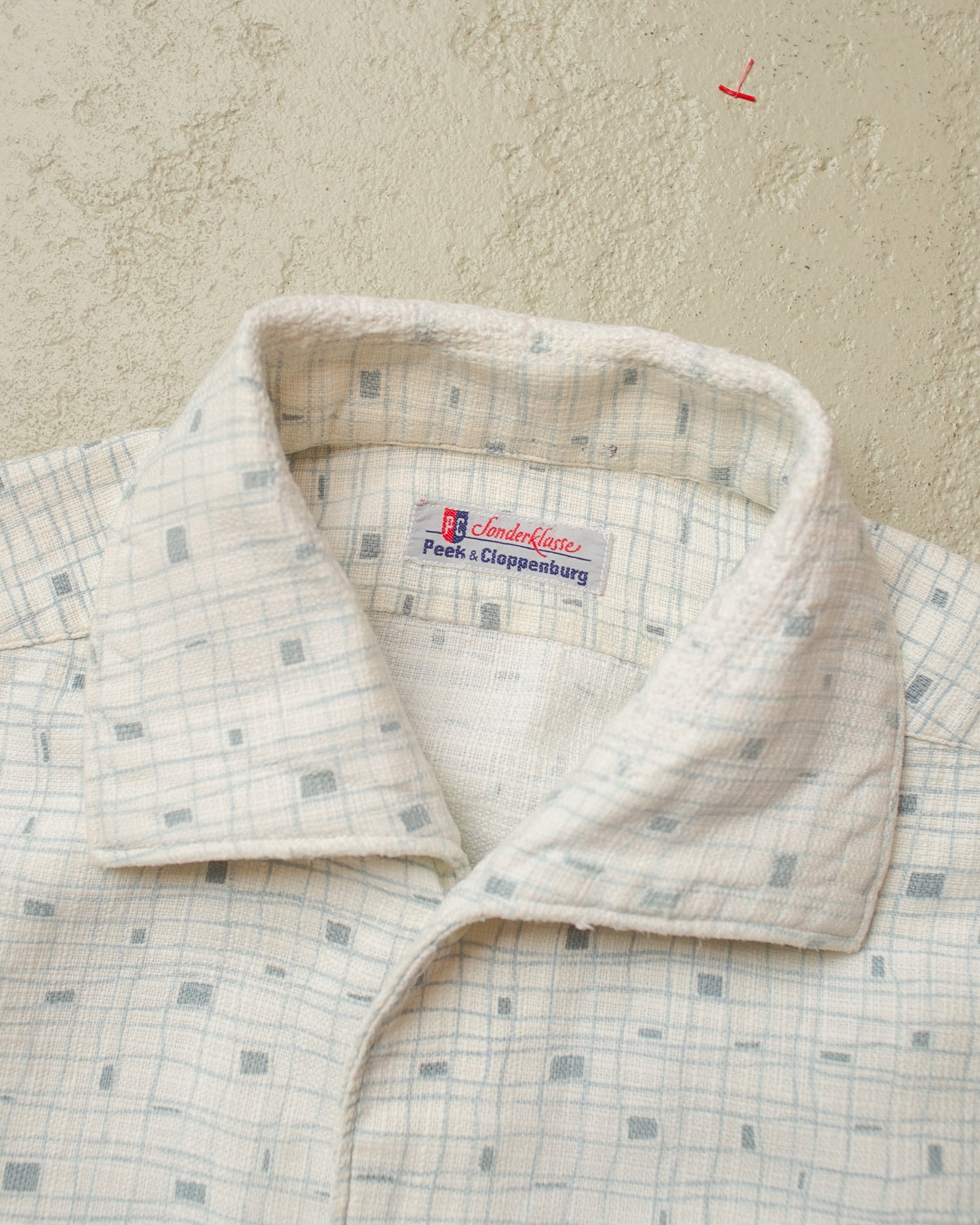 1950s/60s Peek & Cloppenburg Pattern Short Sleeve Shirt white - M/L