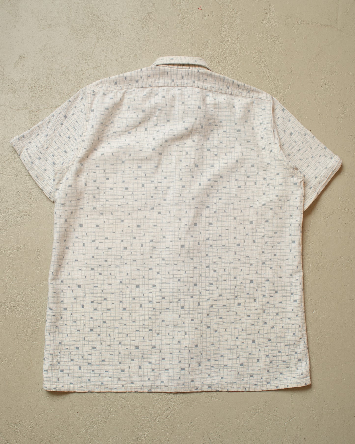 1950s/60s Peek & Cloppenburg Pattern Short Sleeve Shirt white - M/L