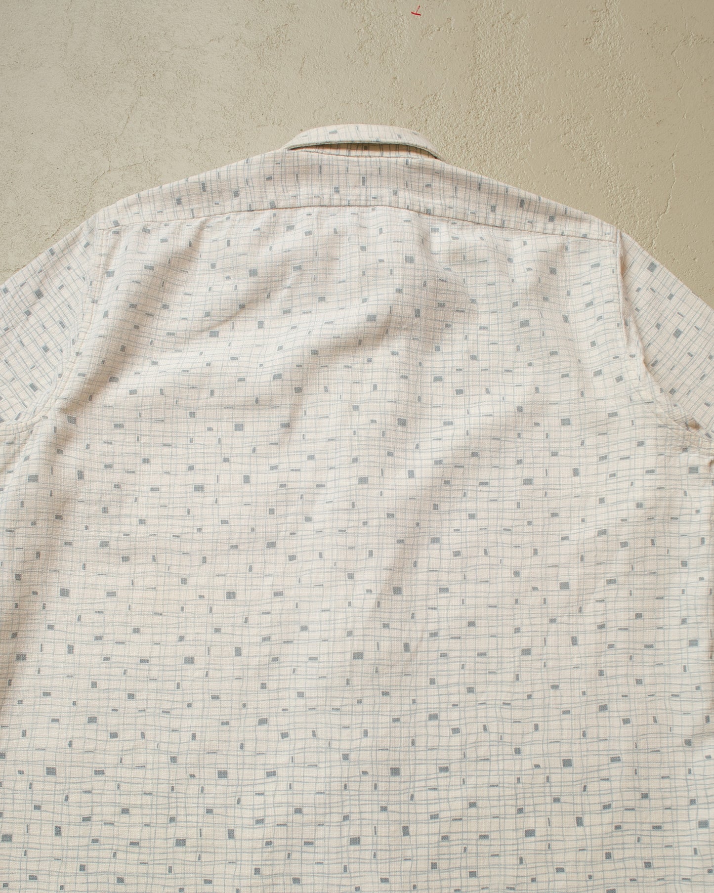 1950s/60s Peek & Cloppenburg Pattern Short Sleeve Shirt white - M/L