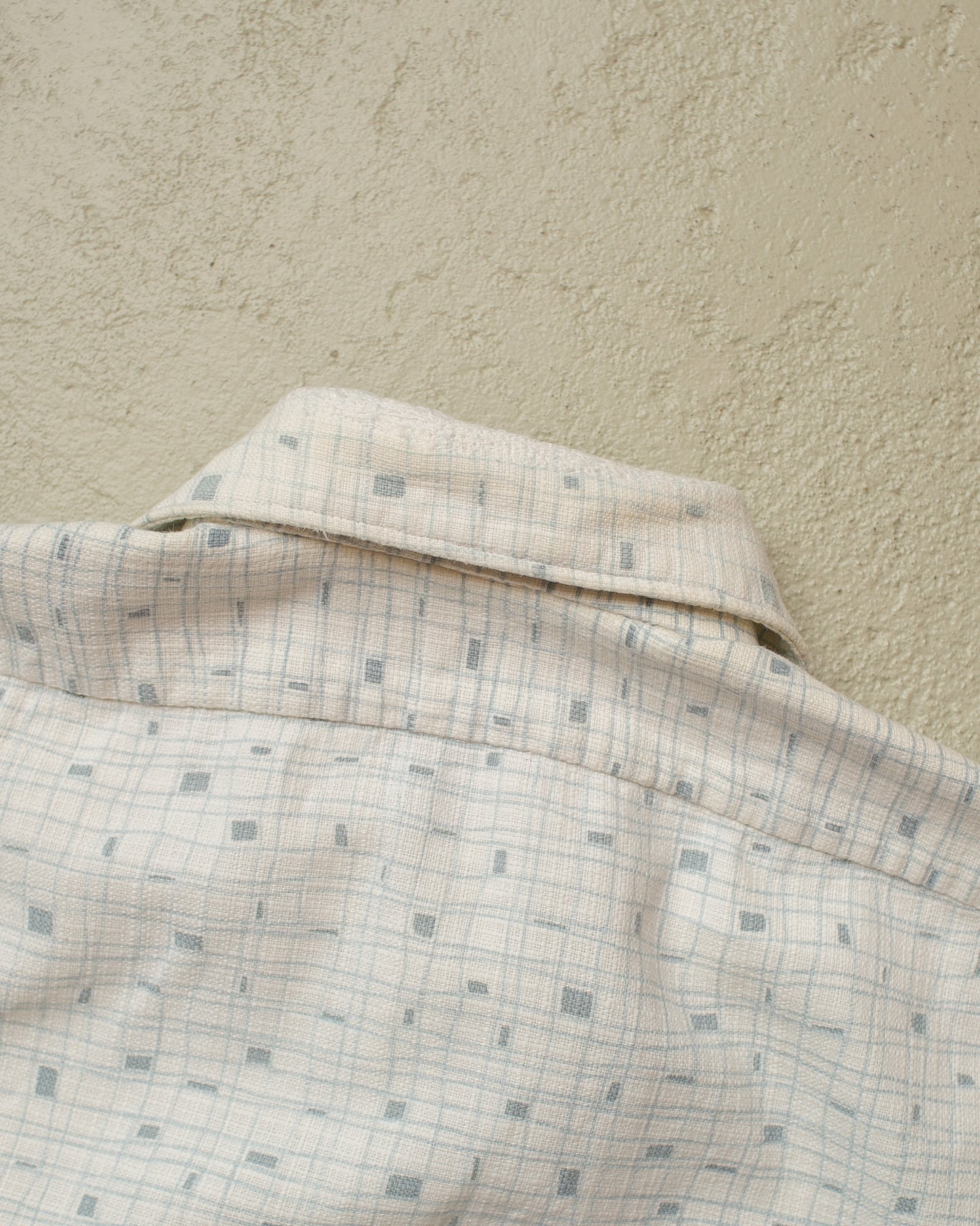 1950s/60s Peek & Cloppenburg Pattern Short Sleeve Shirt white - M/L