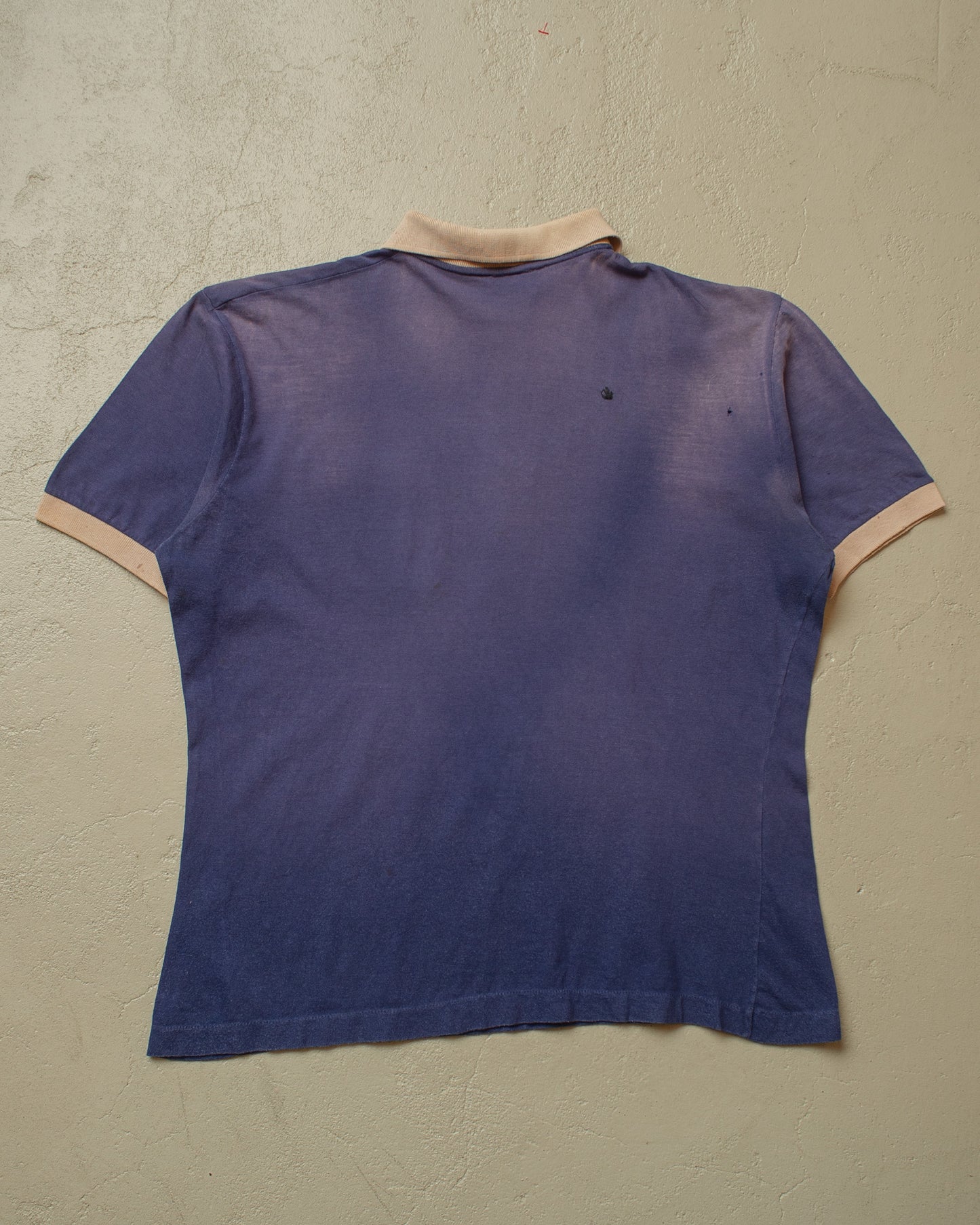 1980s Sunfaded Two Tone Polo Shirt navyblue - L