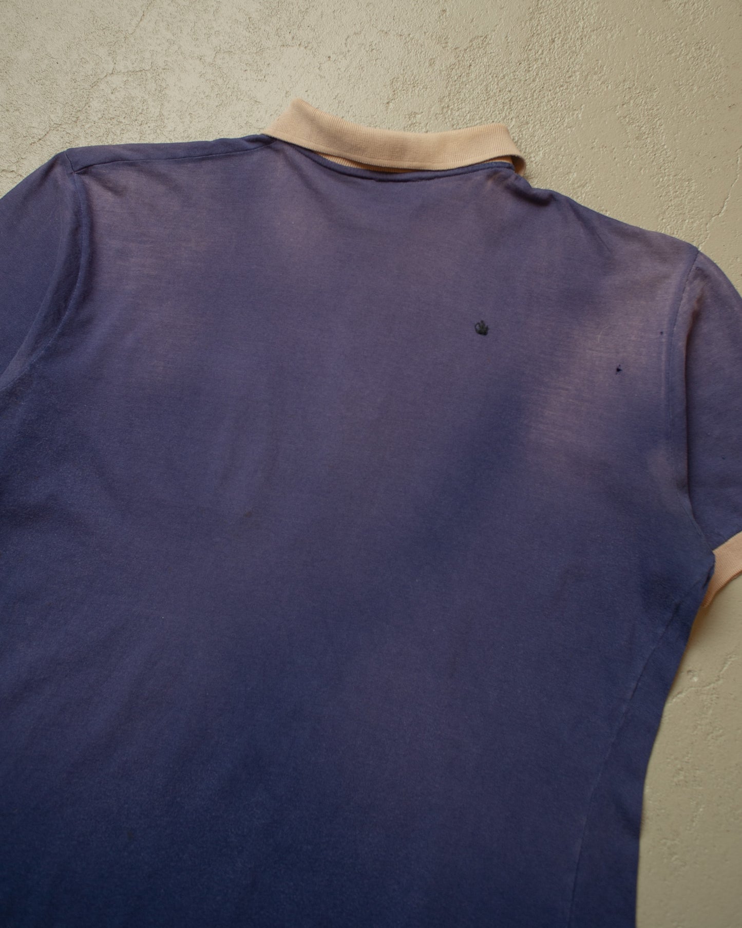 1980s Sunfaded Two Tone Polo Shirt navyblue - L