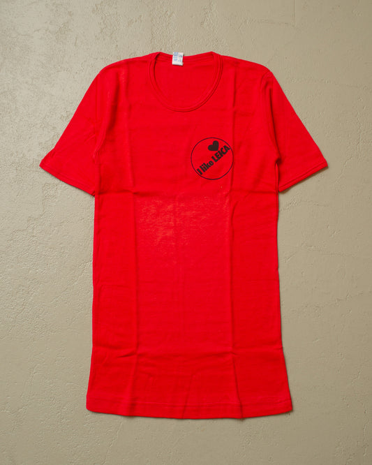 1970s Deadstock "I like Leica" Ringer T-shirt red - S/M & M/L